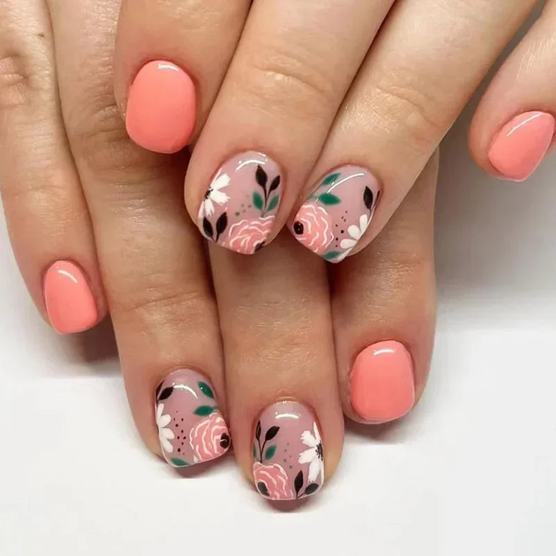 Vibrant Floral Fantasy Press-On Nails