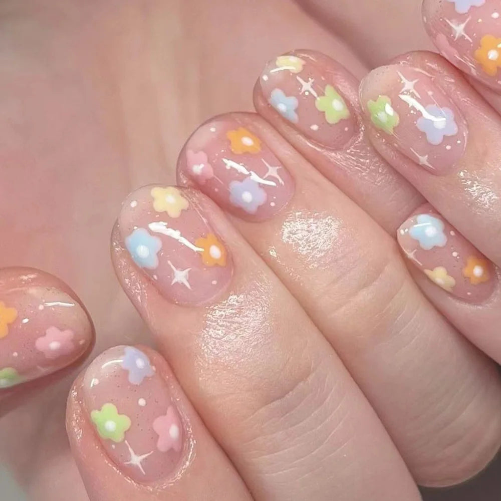 Vibrant Floral Fantasy Press-On Nails