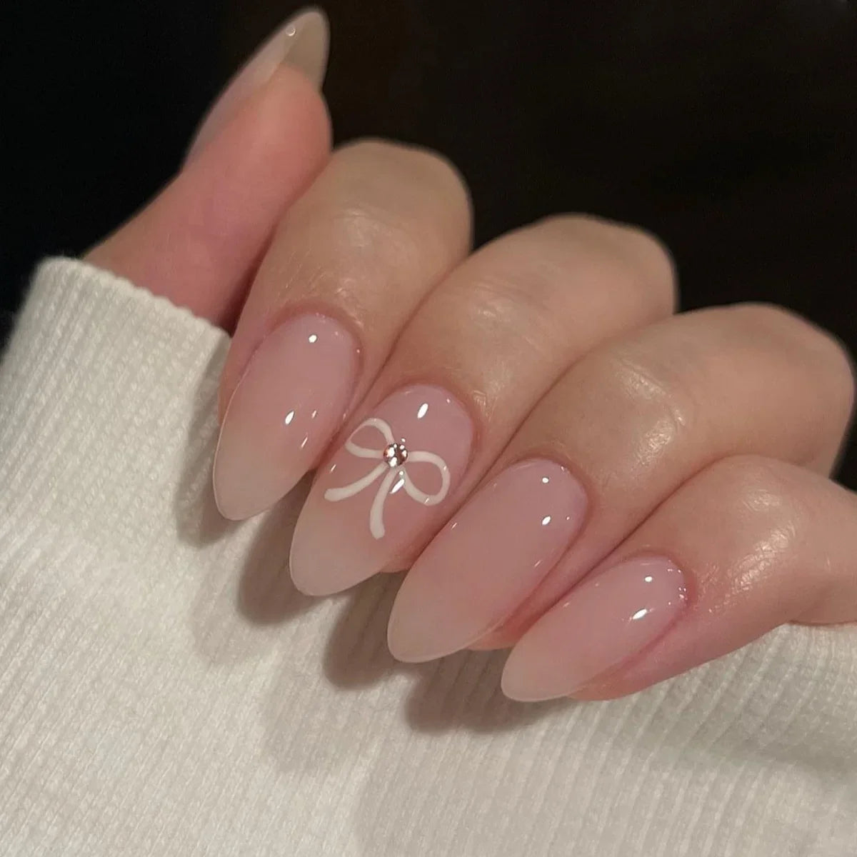 Pink Bow Press on Nails