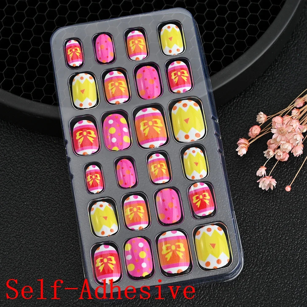 Children Press On Nails 24 Pcs Cute Fake Nails
