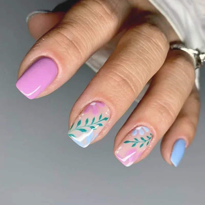 Vibrant Floral Fantasy Press-On Nails