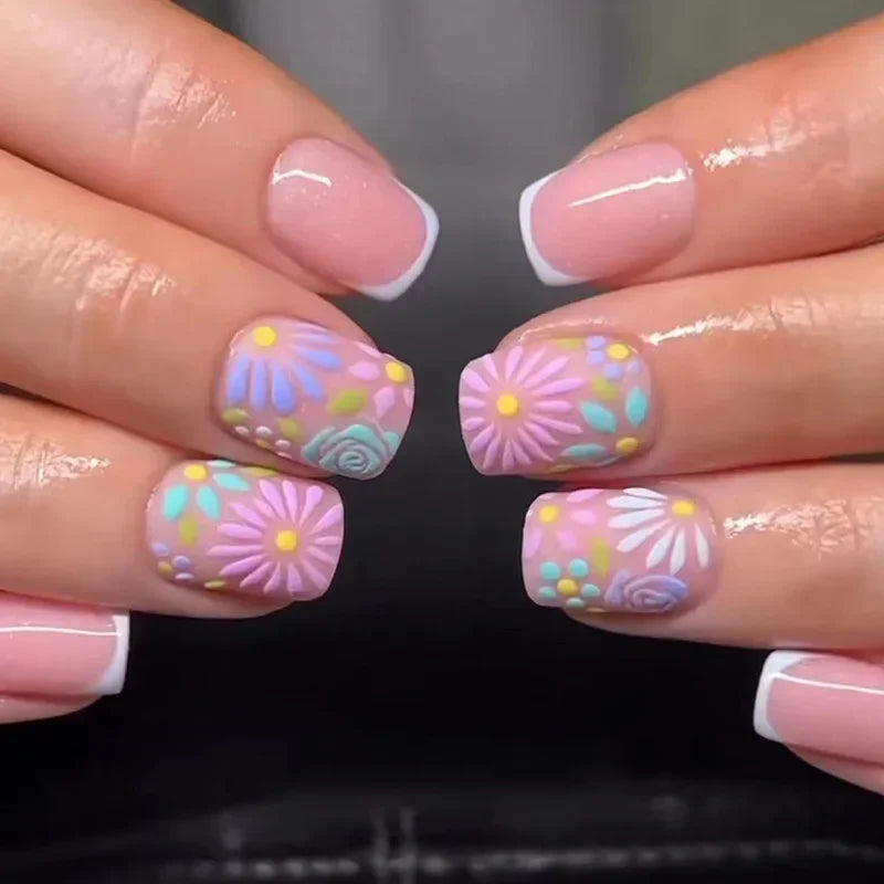Vibrant Floral Fantasy Press-On Nails