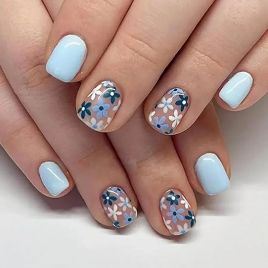 Floral Almond Press-On Nails Set