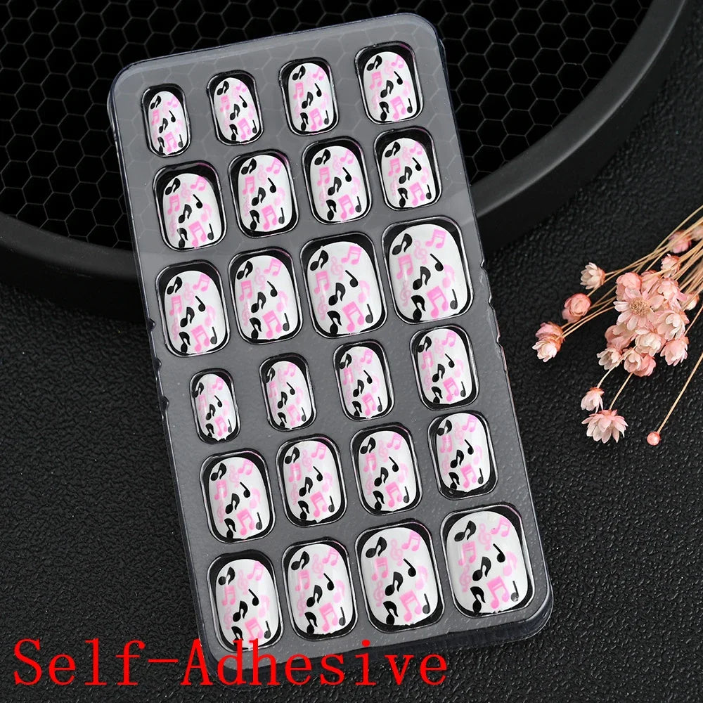 Children Press On Nails 24 Pcs Cute Fake Nails