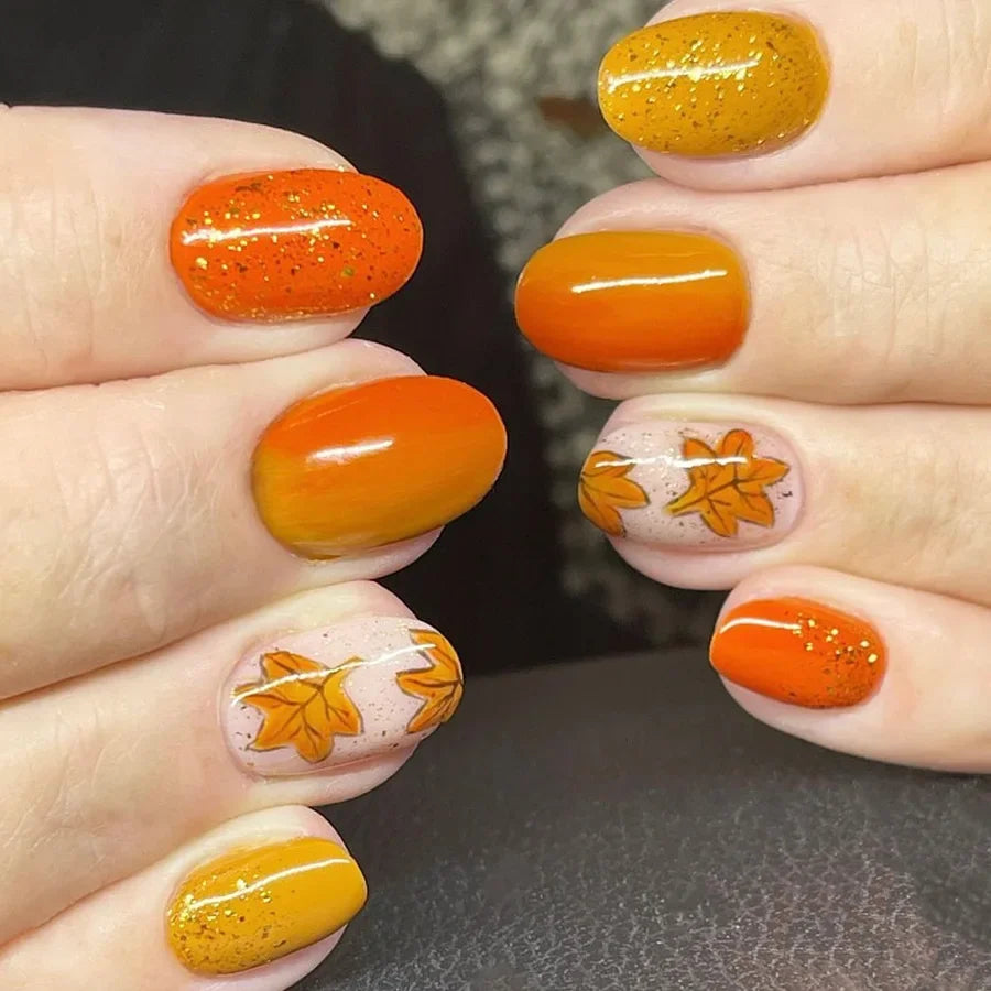Shimmering Orange Press-On Nails