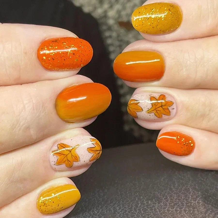 Shimmering Orange Press-On Nails