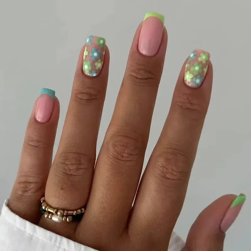 Vibrant Floral Fantasy Press-On Nails