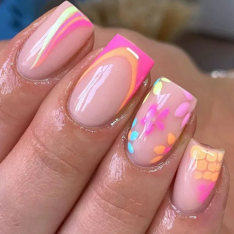 Vibrant Floral Fantasy Press-On Nails